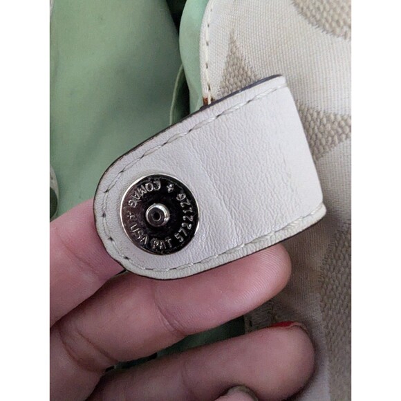 Coach Op Art Peyton Carryall Satchel Bag Tote 14515 Purse Handbag Cream Beige Ja - Picture 9 of 12